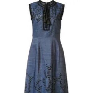 Yigal Azrouel NYC blue midi embroidered midi dress